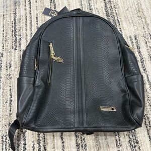 Elegant Black Textured Women's Backpack